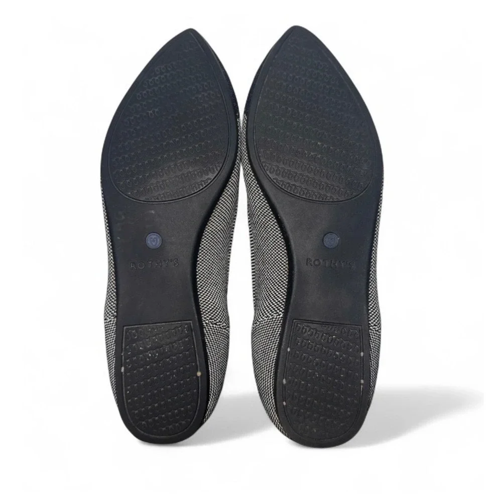 ROTHYS Womens Pointed Toe Flats Black White Woven Knit Comfortable Shoes US‎ 9.5
